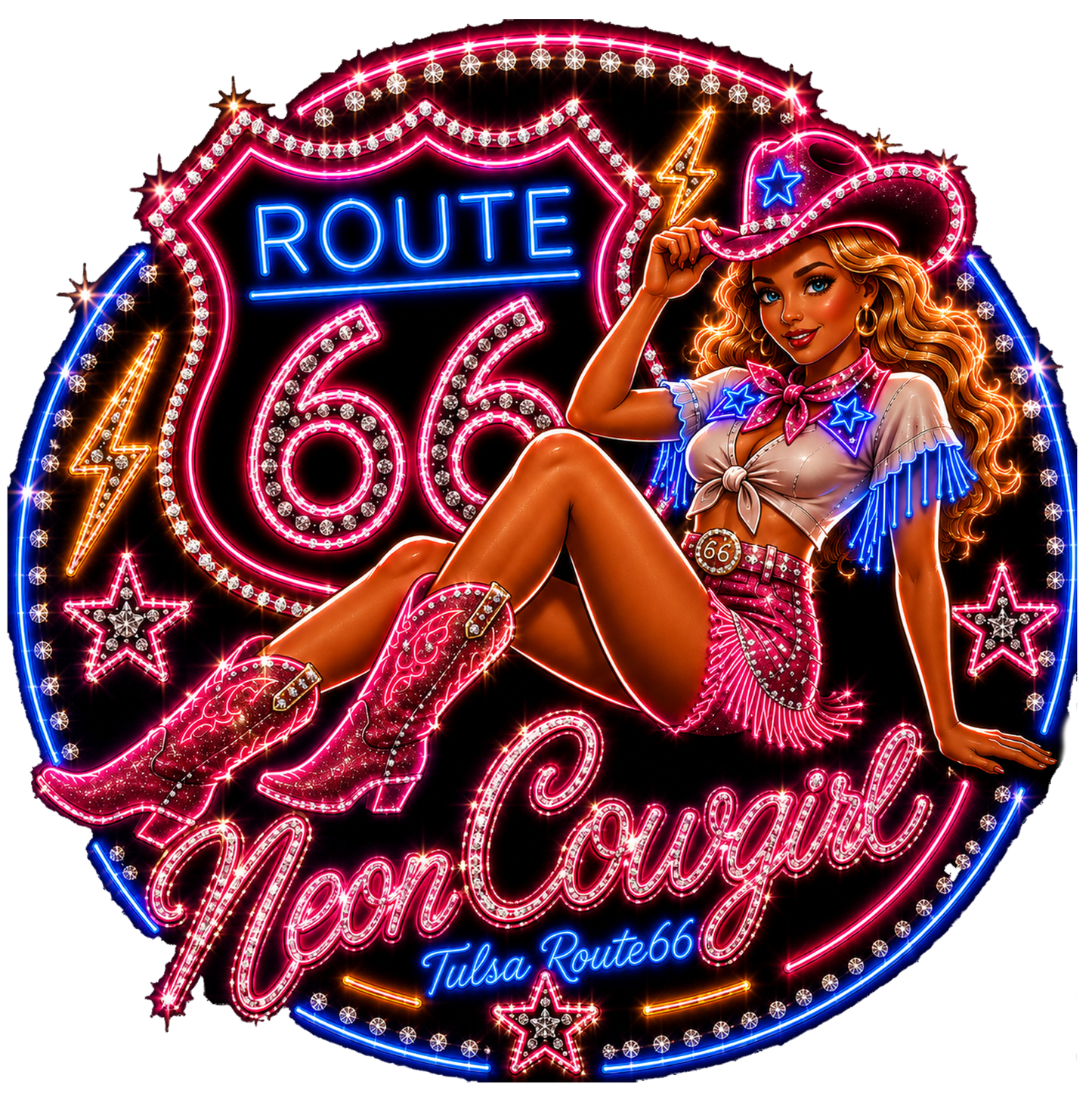 Route66 Neon Gowgirl Transfer